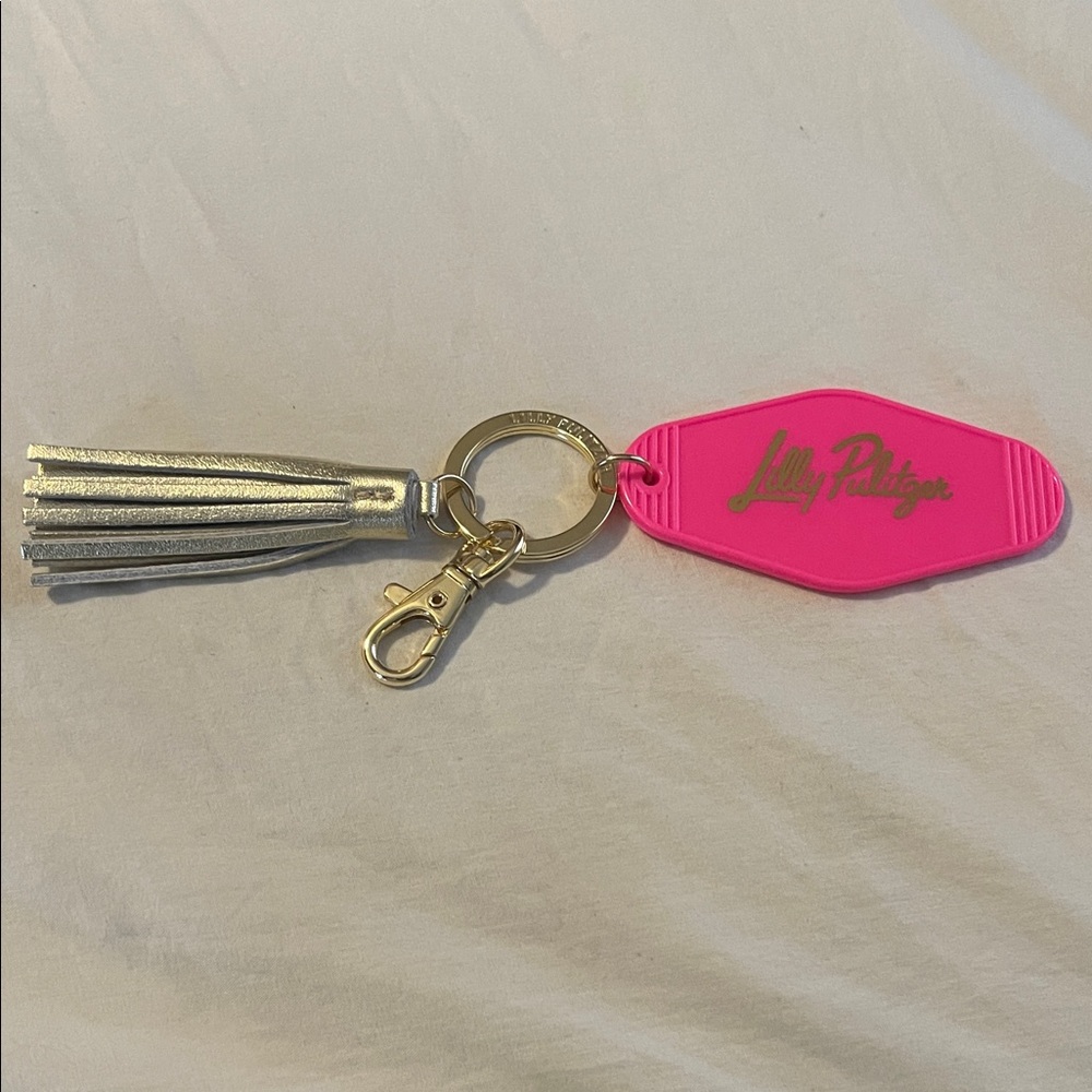 Lilly Pulitzer Fuchsia and Gold Keychain